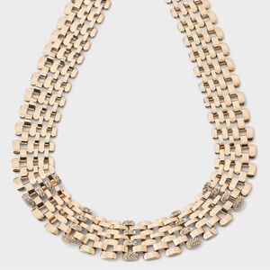 New!Gold-Tone Multi-Row Woven Collar Watchband Chainlink Necklace Y2K Cottagecor